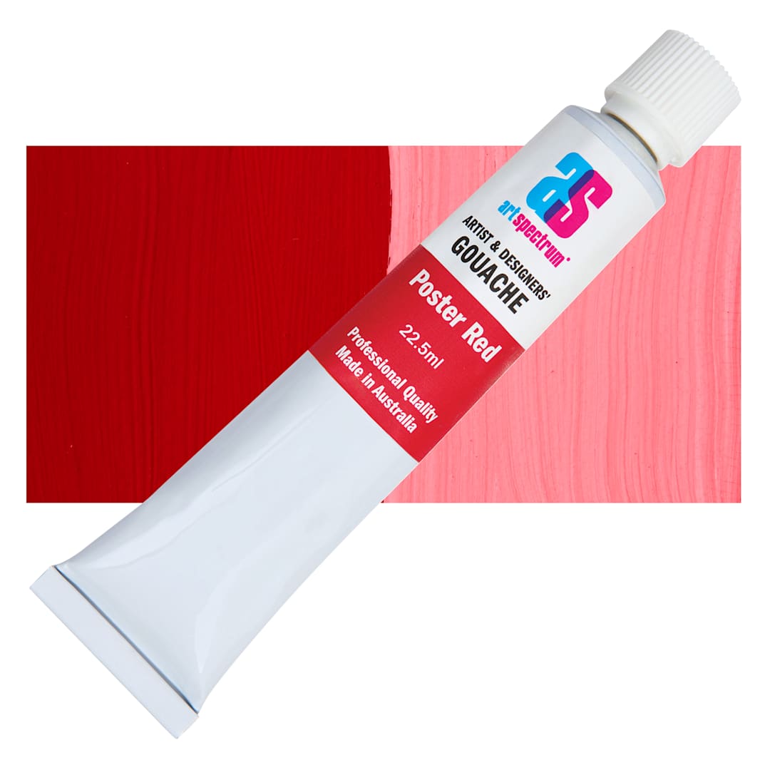 Open in modal - Art Spectrum Artists' Gouache - Poster Red, 22.5 ml tube and swatch
