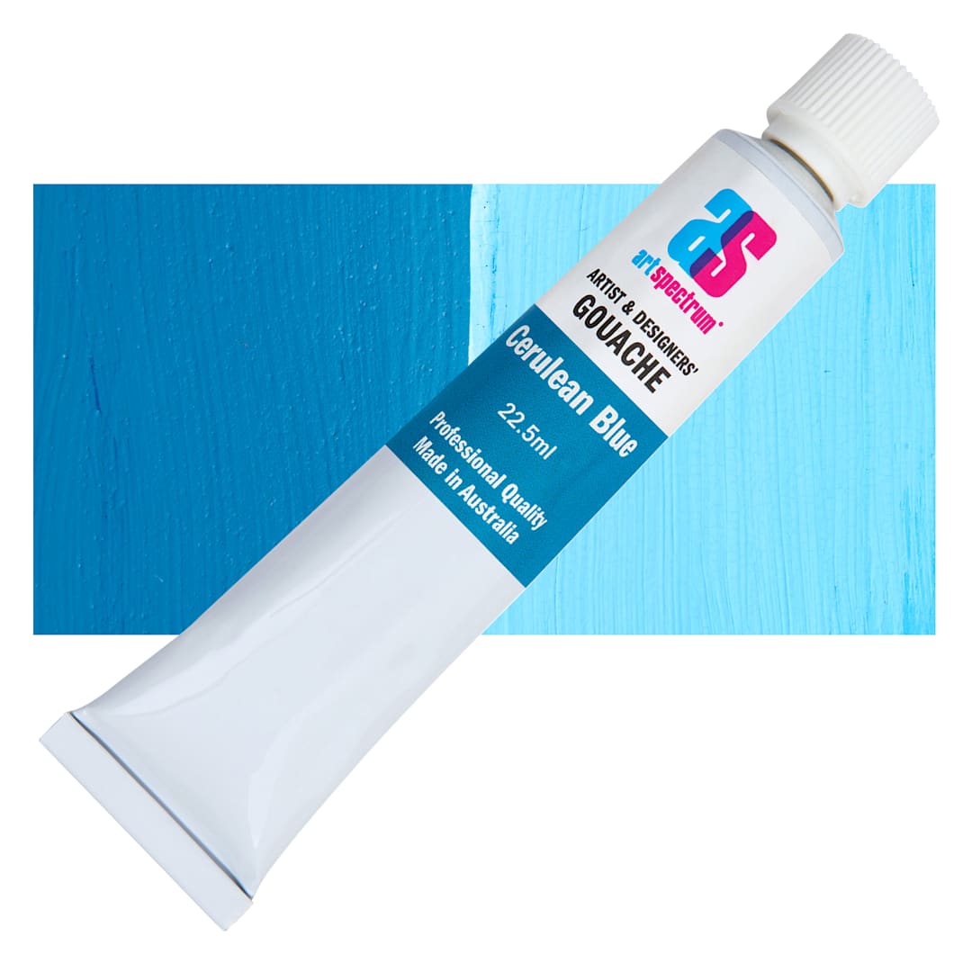Open in modal - Art Spectrum Artists' Gouache - Cerulean Blue Hue, 22.5 ml tube and swatch