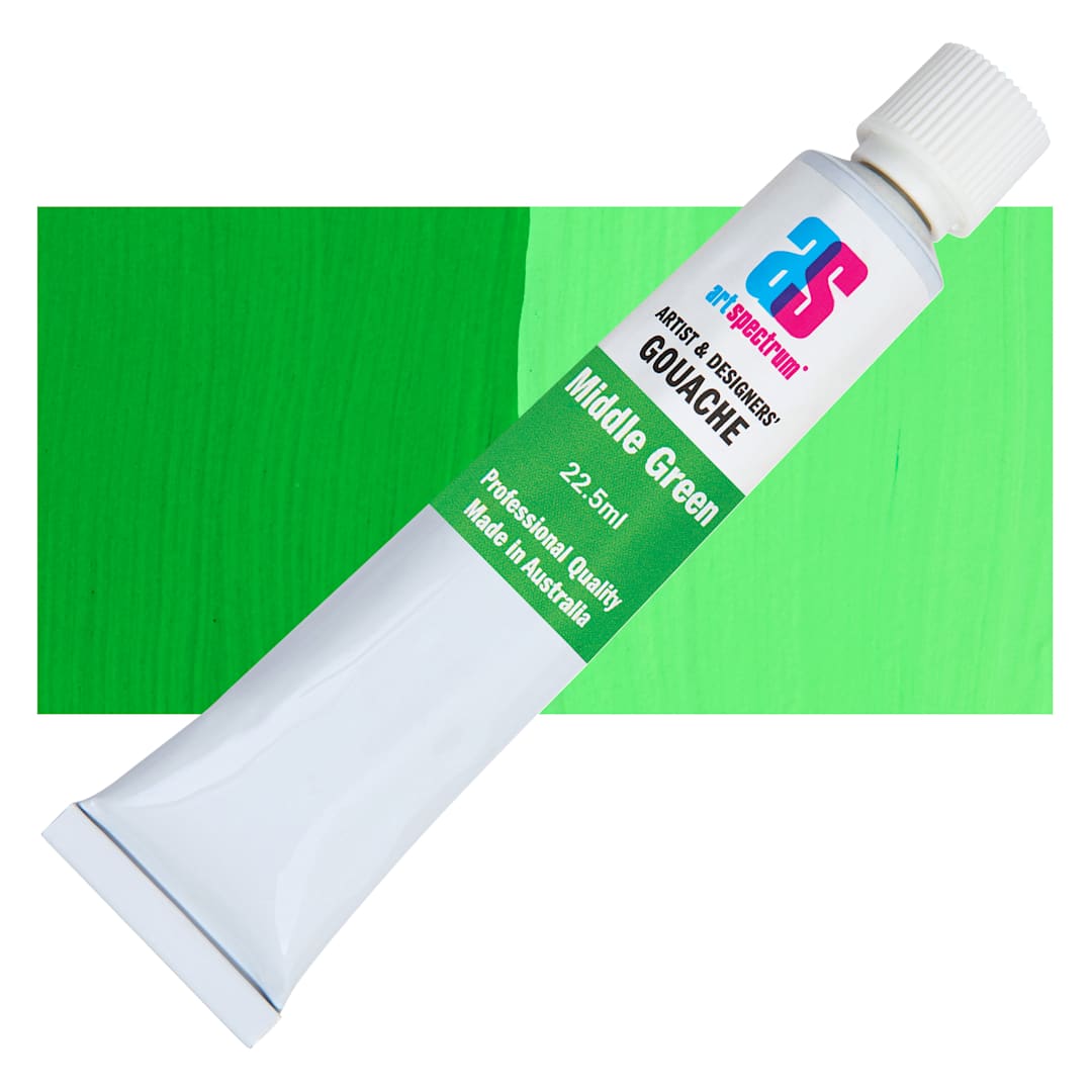 Open in modal - Art Spectrum Artists' Gouache - Middle Green, 22.5 ml tube and swatch