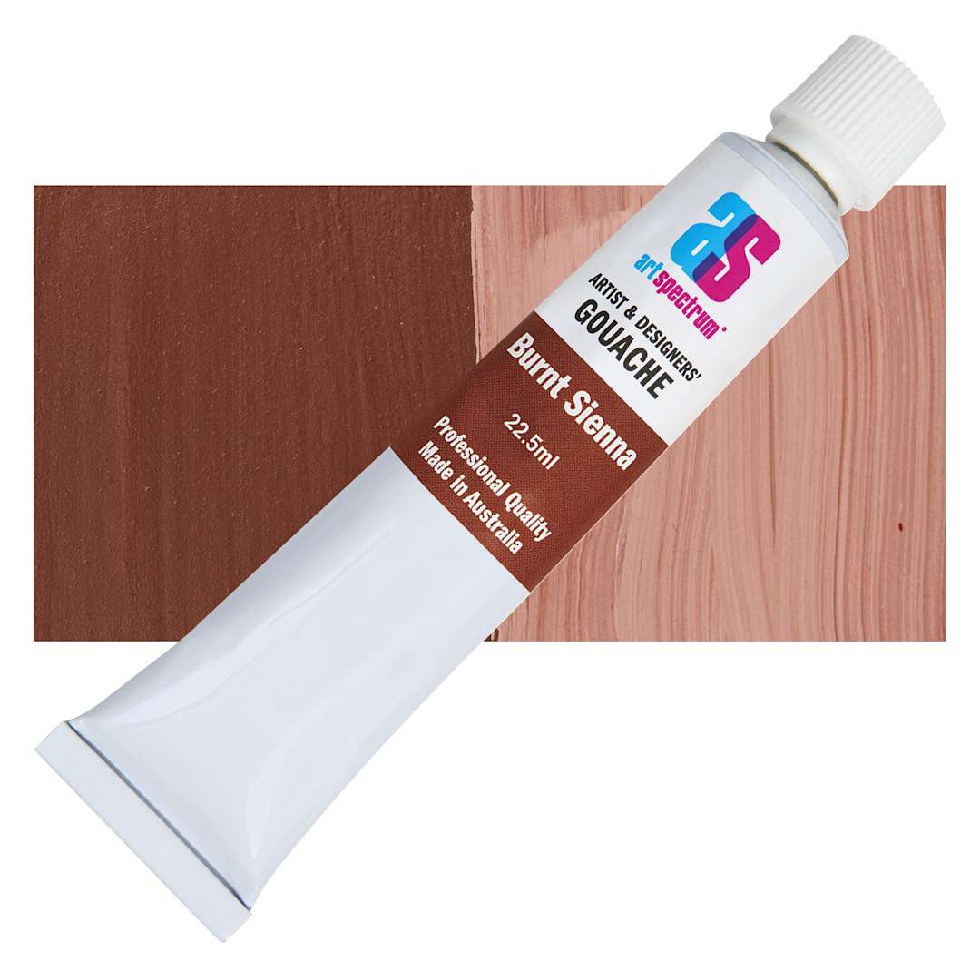 Open in modal - Art Spectrum Artists' Gouache - Burnt Sienna, 22.5 ml tube and swatch