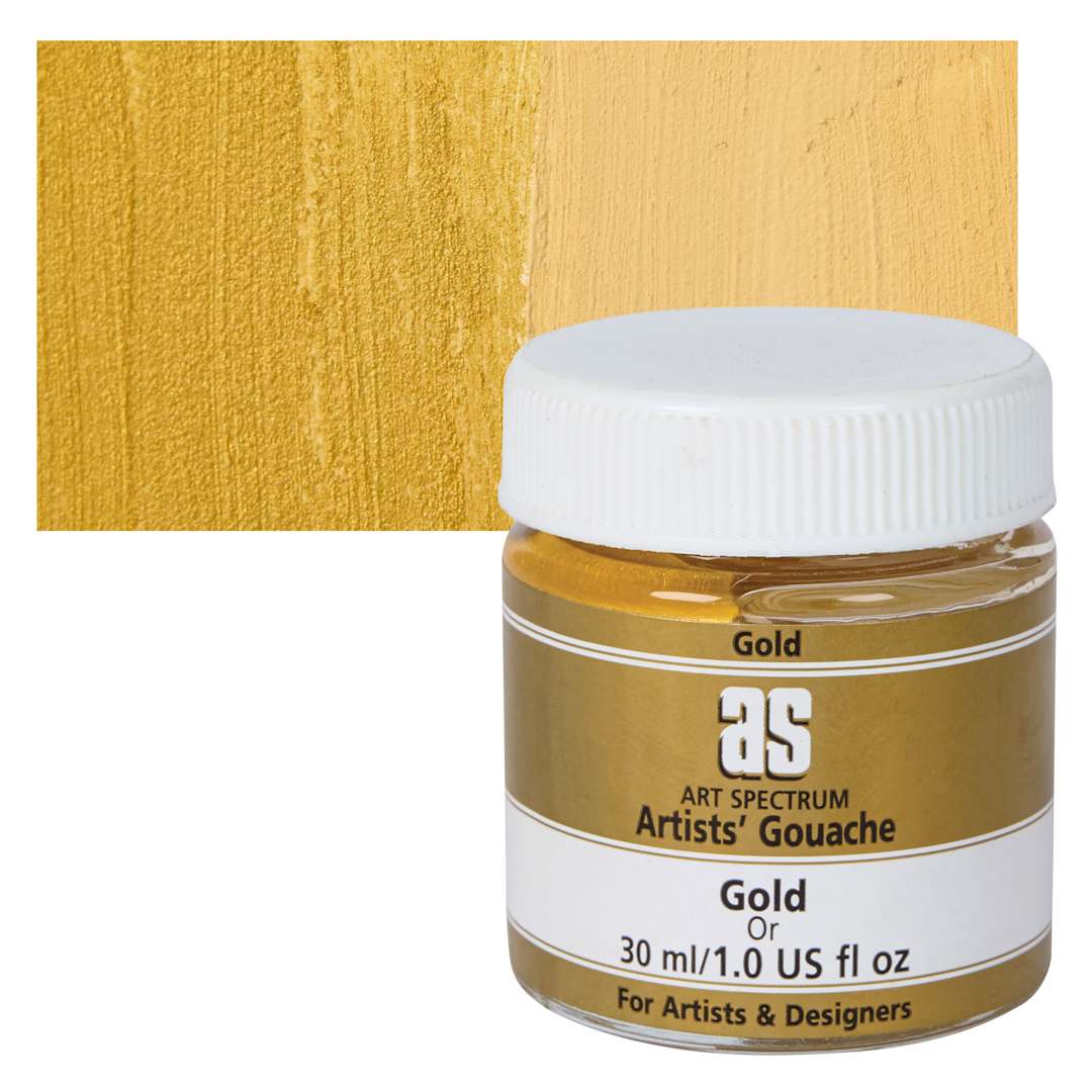 Open in modal - Art Spectrum Artists' Gouache - Gold, 30 ml jar and swatch