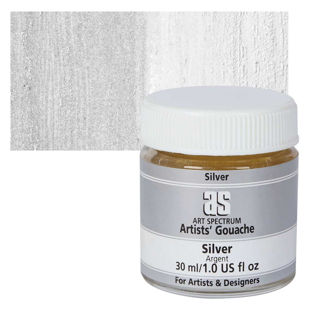 Open in modal - Art Spectrum Artists' Gouache - Silver, 30 ml jar and swatch
