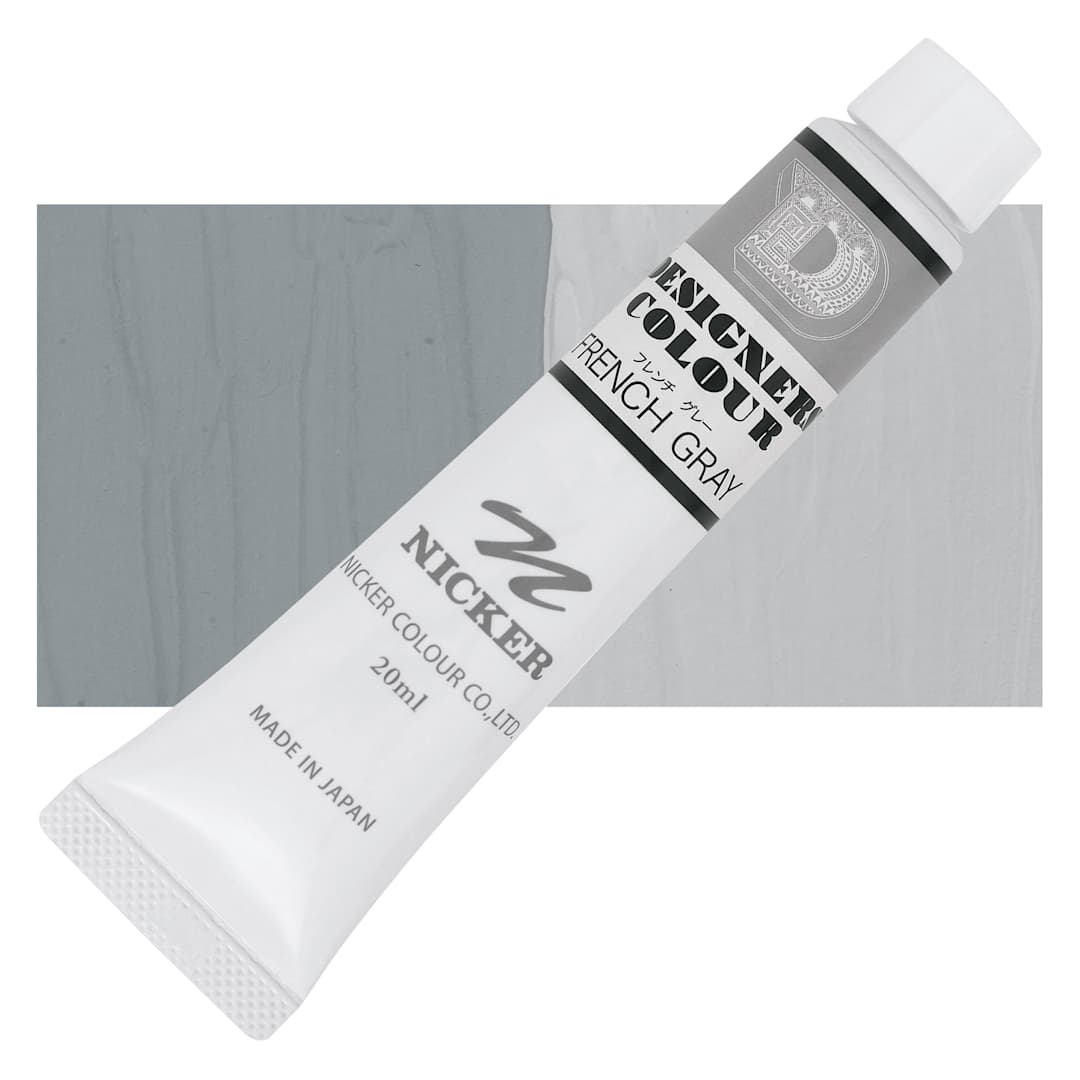 Open in modal - Nicker Designers Color Gouache - French Gray, 20 ml tube and swatch