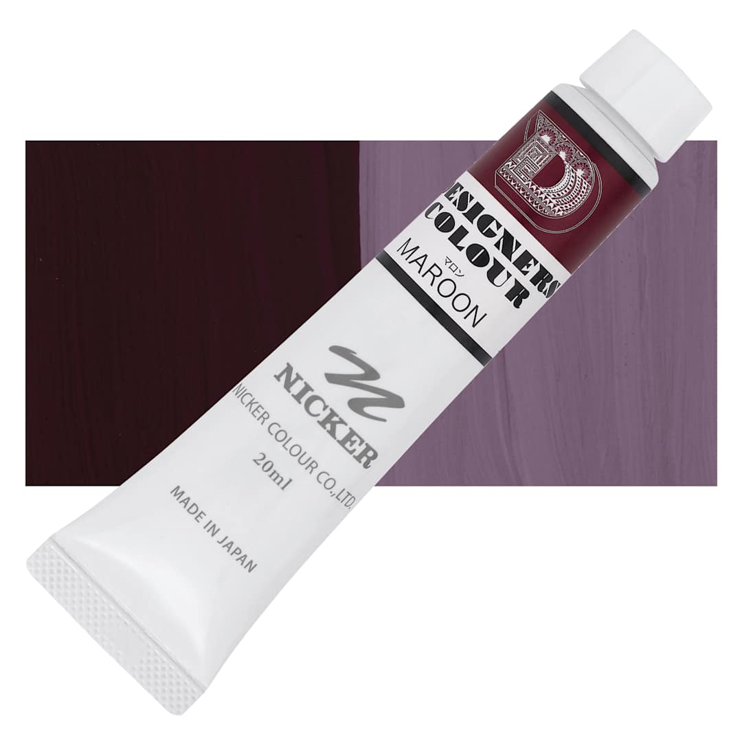 Open in modal - Nicker Designers Color Gouache - Maroon, 20 ml tube and swatch