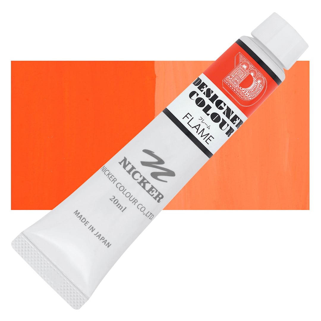 Open in modal - Nicker Designers Color Gouache - Flame, 20 ml tube and swatch