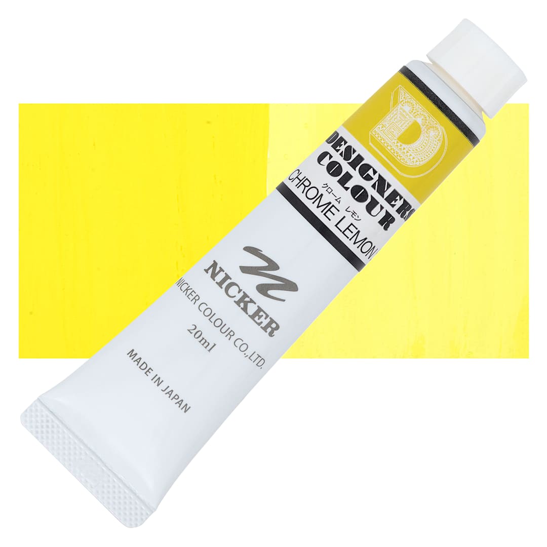 Open in modal - Nicker Designers Color Gouache - Chrome Lemon, 20 ml tube and swatch