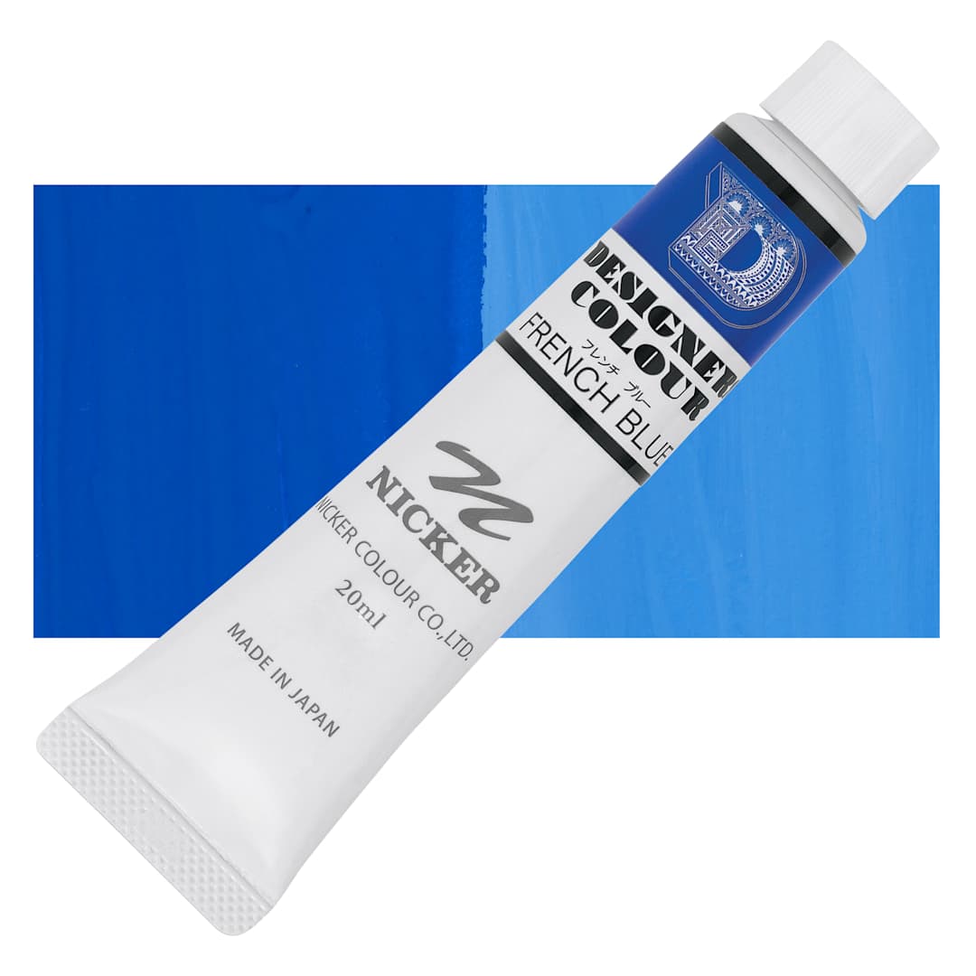 Open in modal - Nicker Designers Color Gouache - French Blue, 20 ml tube and swatch