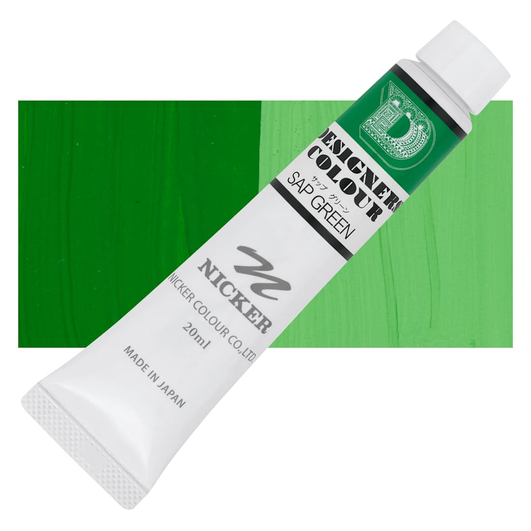 Open in modal - Nicker Designers Color Gouache - Sap Green, 20 ml tube and swatch