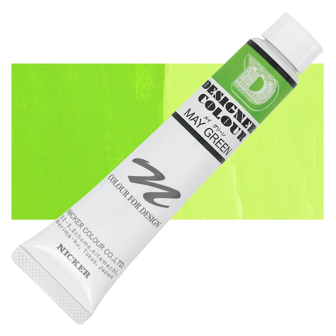Open in modal - Nicker Designers Color Gouache - May Green, 20 ml tube and swatch