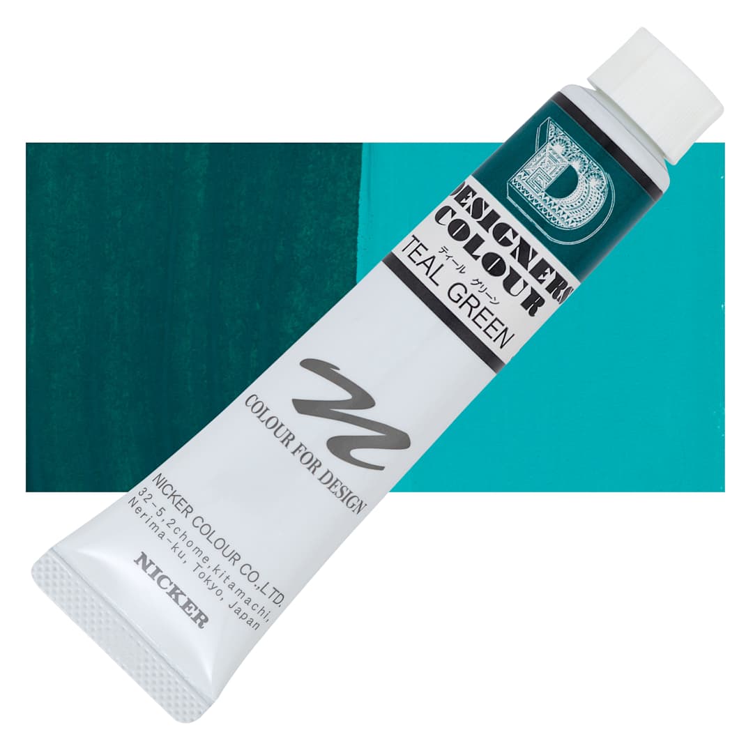 Open in modal - Nicker Designers Color Gouache - Teal Green, 20 ml tube and swatch