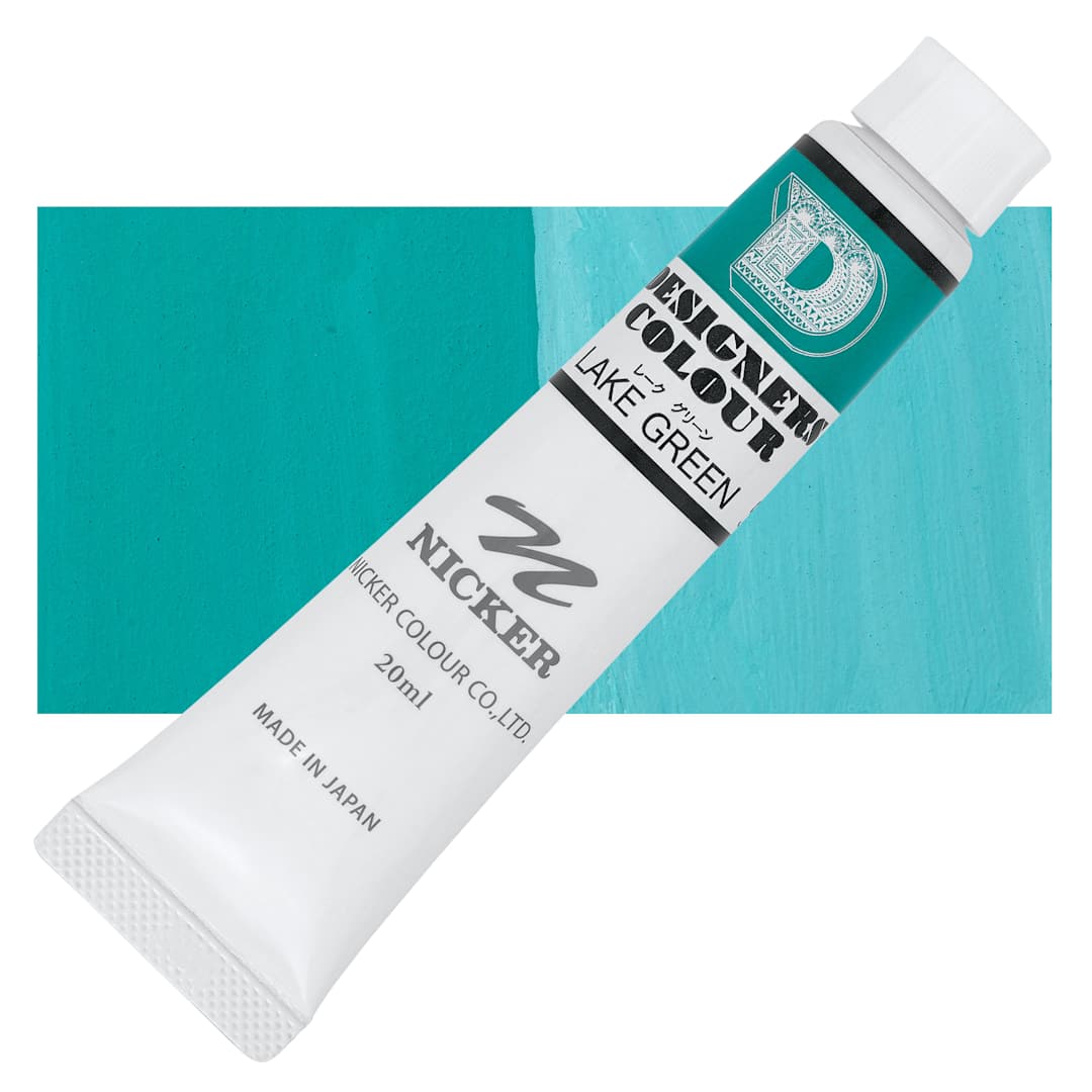 Open in modal - Nicker Designers Color Gouache - Lake Green, 20 ml tube and swatch