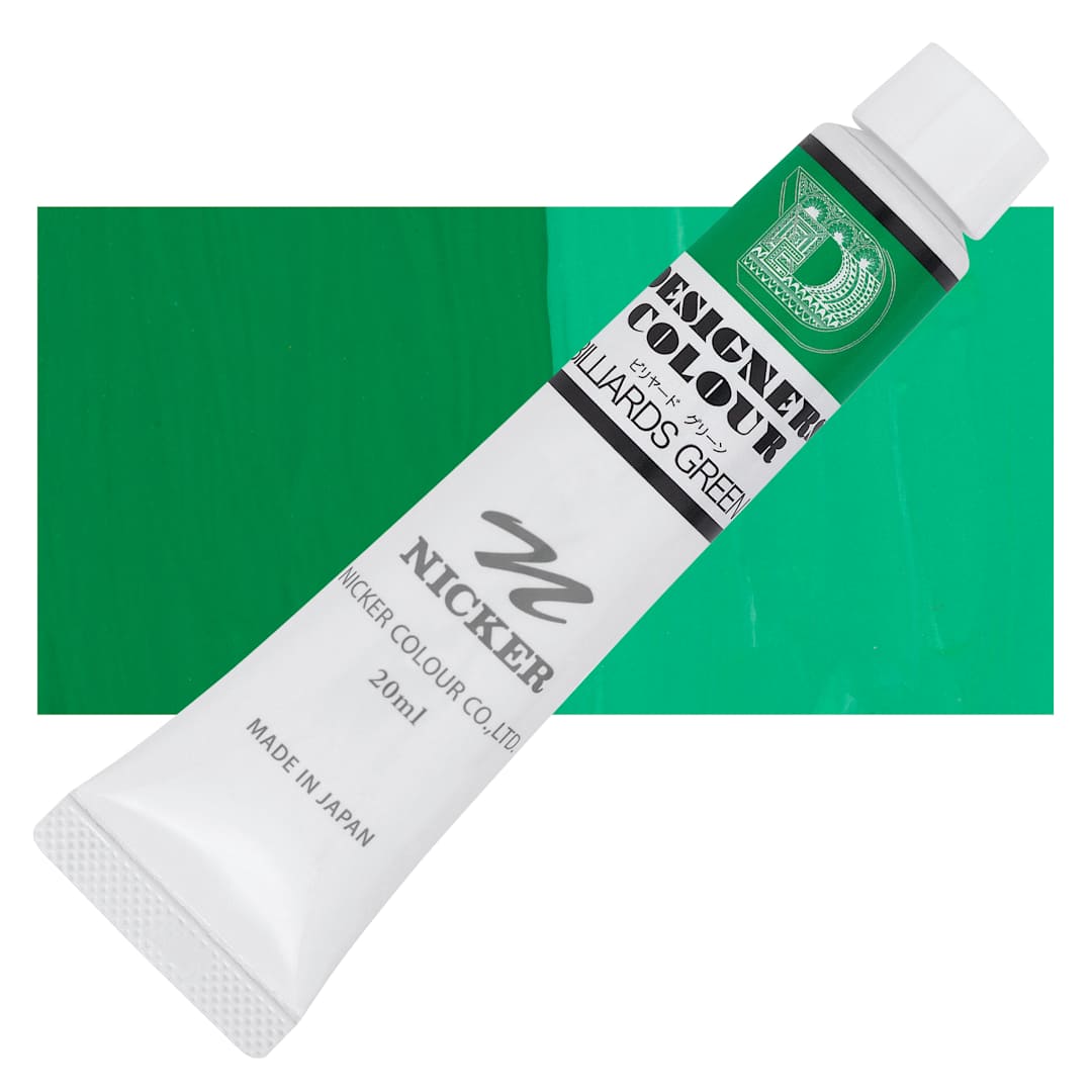 Open in modal - Nicker Designers Color Gouache - Billiards Green, 20 ml tube and swatch