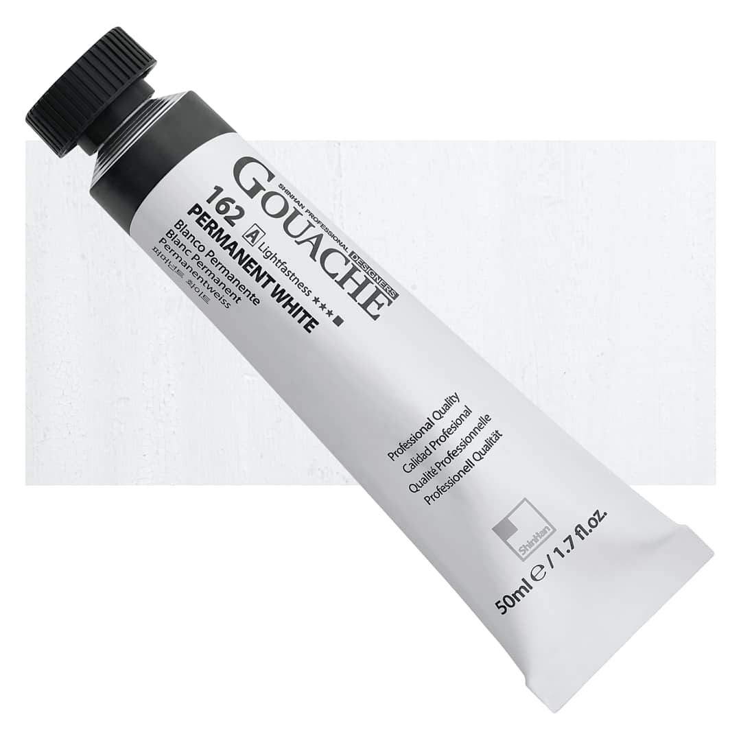 Open in modal - ShinHan Professional Designers Gouache - White, 50 ml tube and swatch