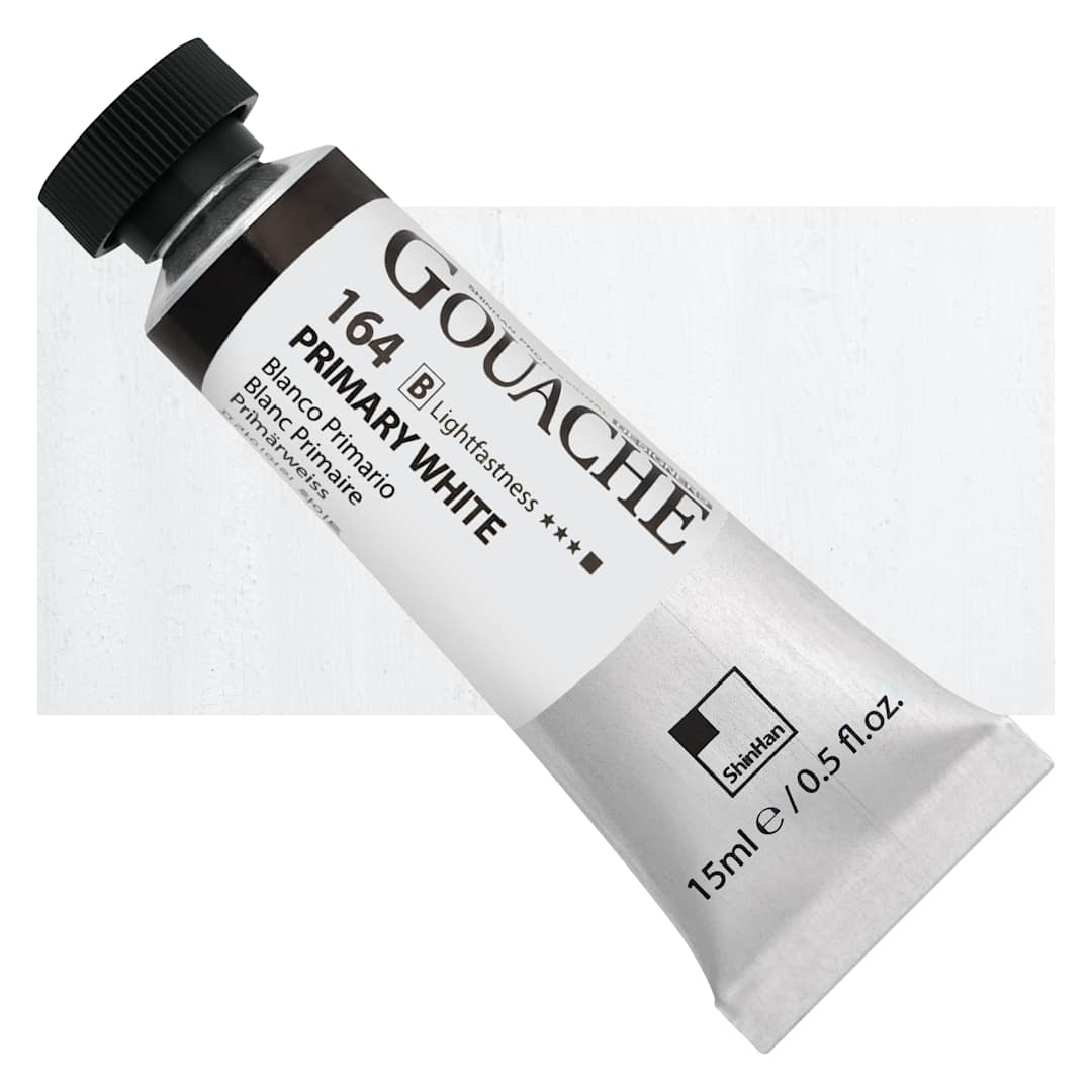 Open in modal - ShinHan Professional Designers Gouache - Primary White, 15 ml tube and swatch