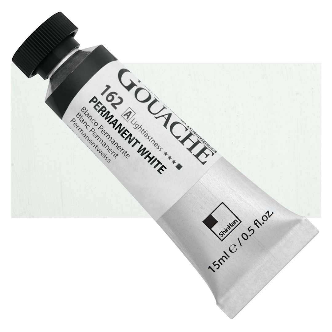 Open in modal - ShinHan Professional Designers Gouache - Permanent White, 15 ml tube and swatch