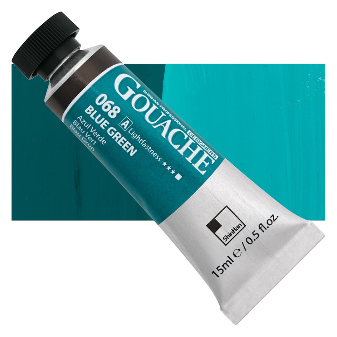 Open in modal - ShinHan Professional Designers Gouache - Blue Green, 15 ml tube and swatch