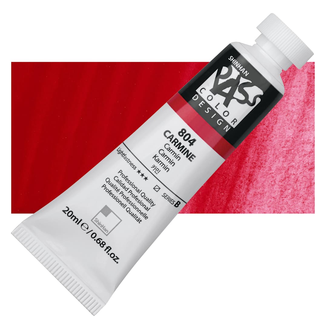 Open in modal - ShinHan Pass Colors Opaque Watercolor Tube - Carmine, 20 ml tube and swatch
