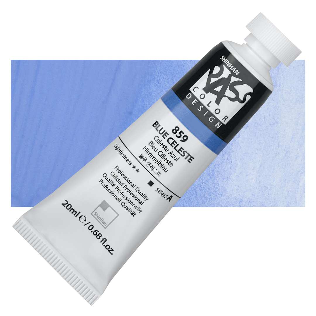 Open in modal - ShinHan Pass Colors Opaque Watercolor Tube - Blue Celeste, 20 ml tube and swatch