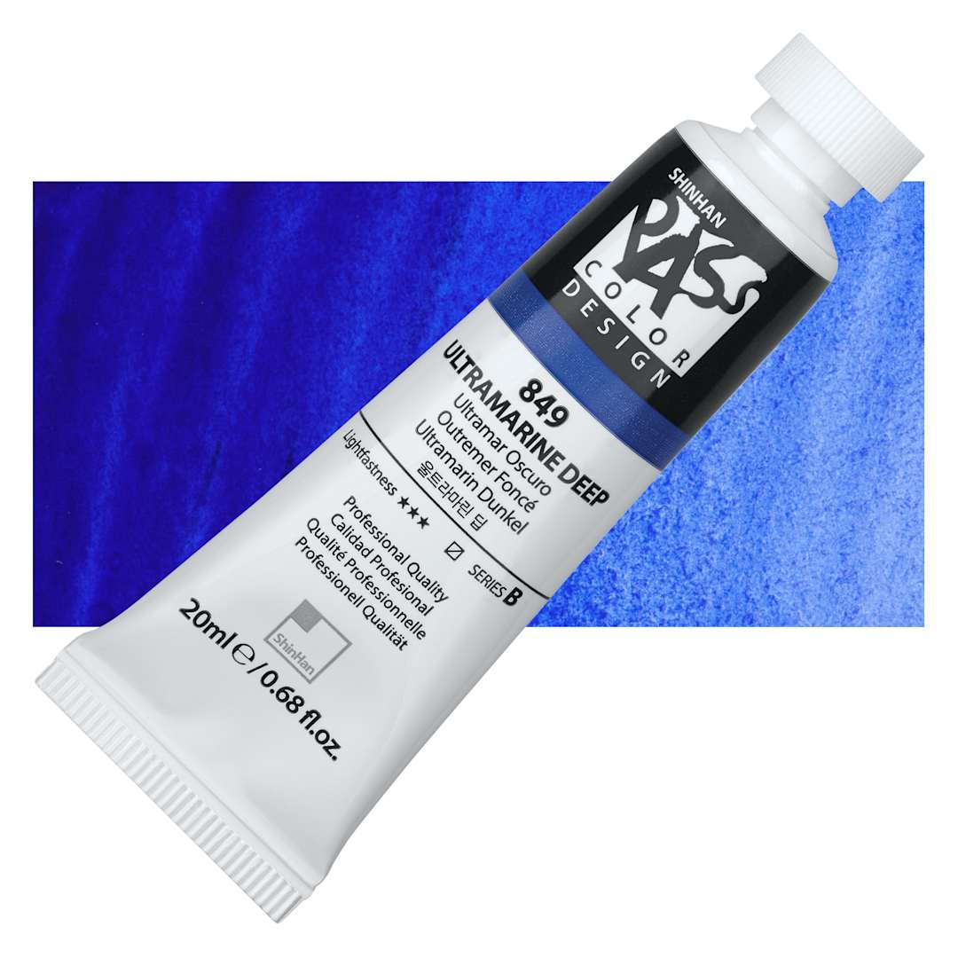 Open in modal - ShinHan Pass Colors Opaque Watercolor Tube - Ultramarine Deep, 20 ml tube and swatch