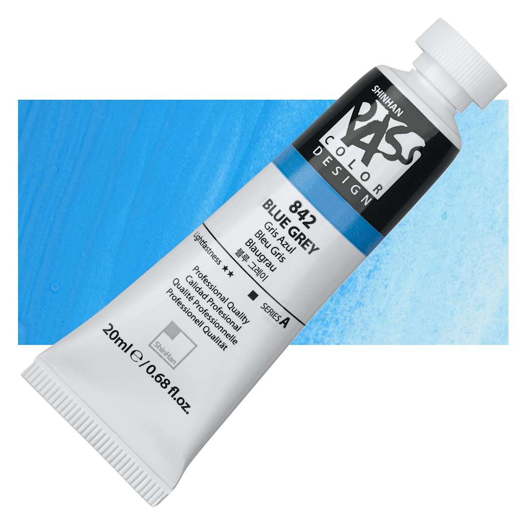 Open in modal - ShinHan Pass Colors Opaque Watercolor Tube - Blue Grey, 20 ml tube and swatch