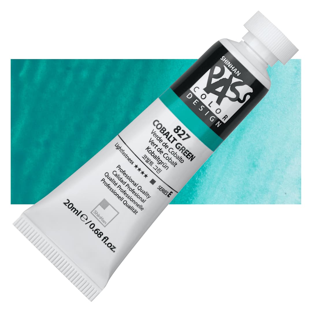 Open in modal - ShinHan Pass Colors Opaque Watercolor Tube - Cobalt Green, 20 ml tube and swatch