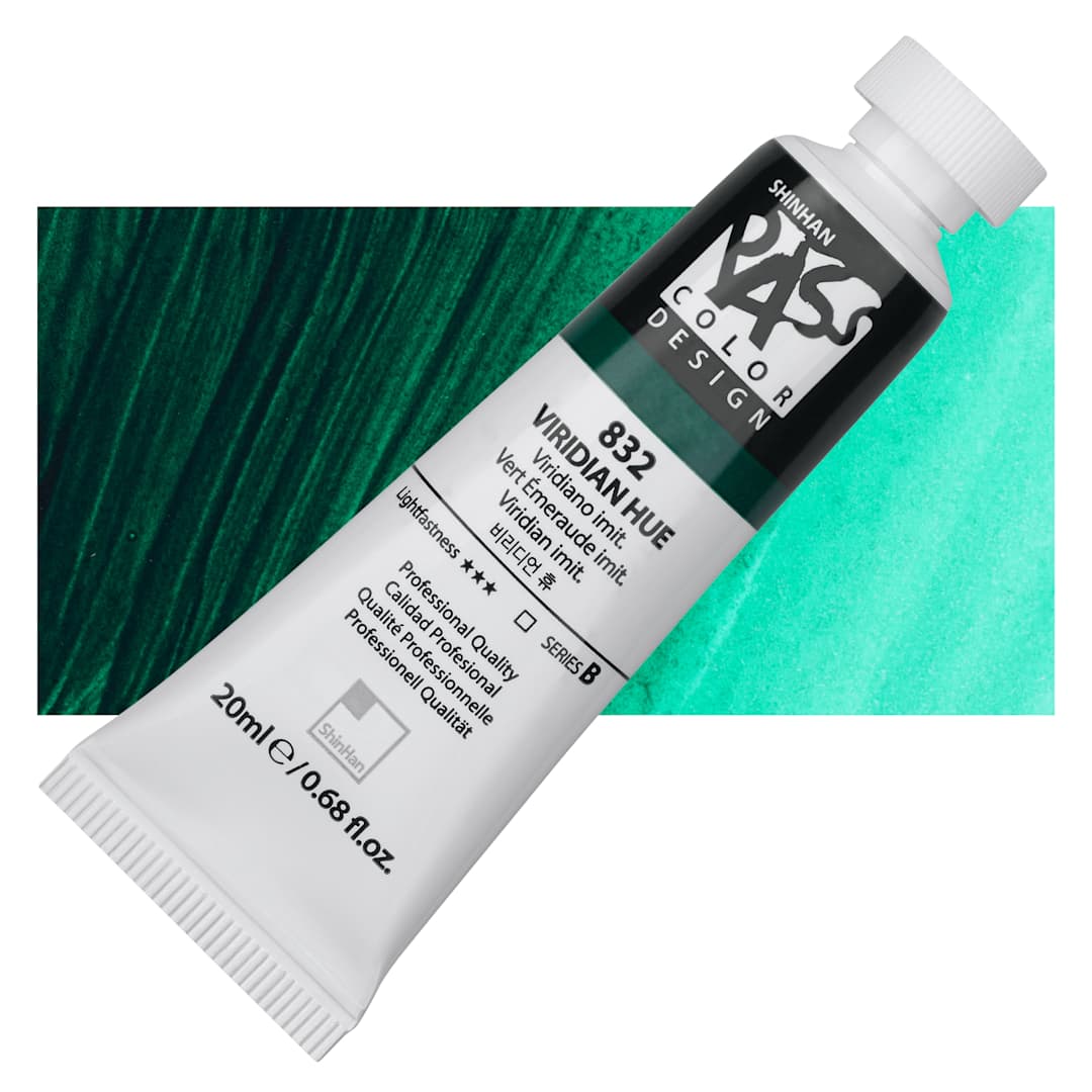 Open in modal - ShinHan Pass Colors Opaque Watercolor Tube - Viridian, 20 ml tube and swatch