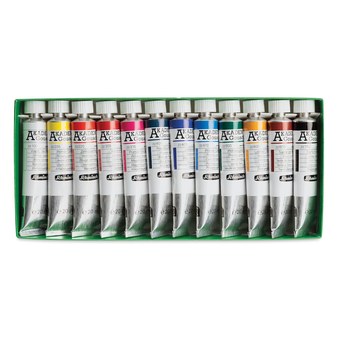 Open in modal - Open package of the Schmincke Akademie Gouache Paints - Set of 12, Assorted Colors