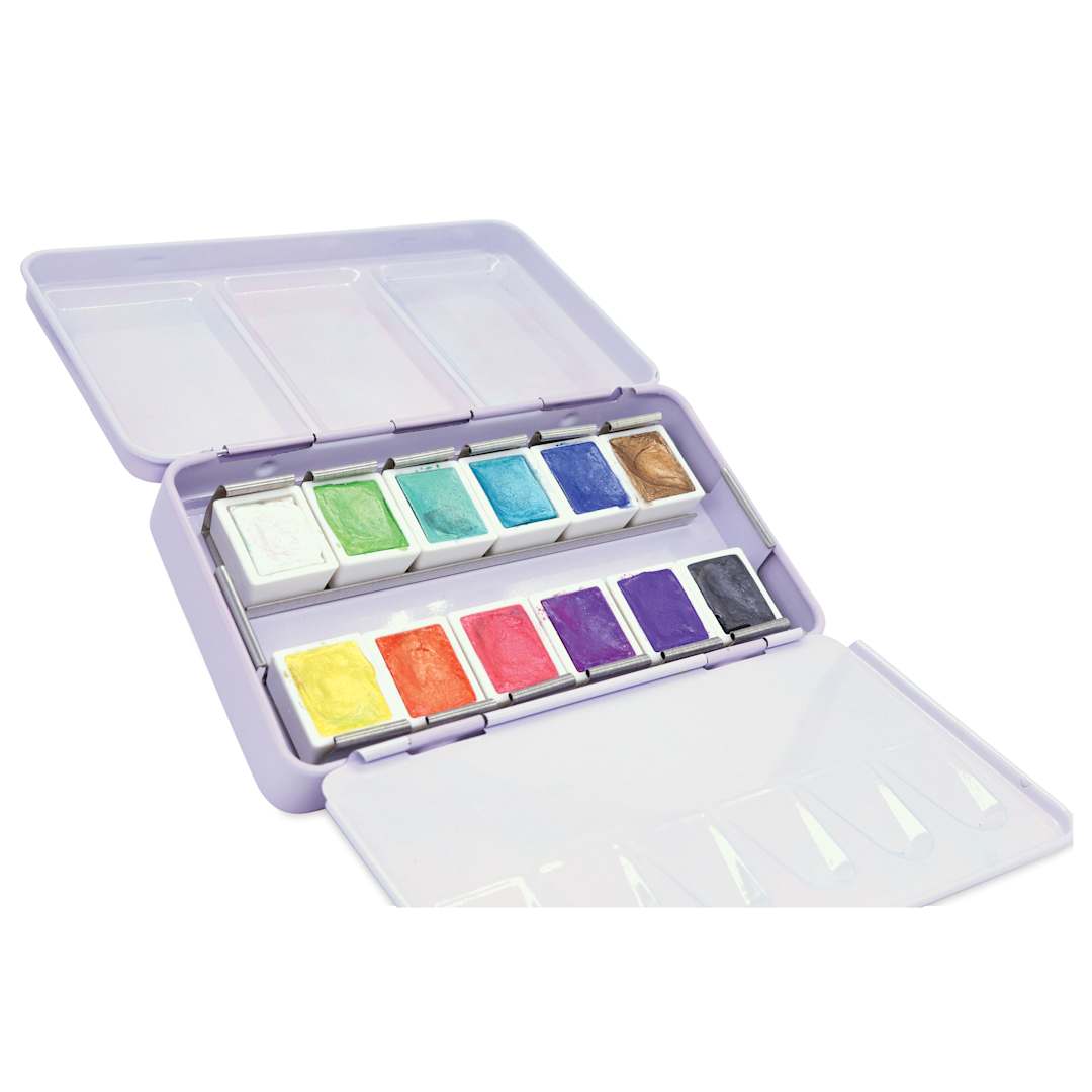 Open in modal - Etchr Half Pan Watercolors - Set of 12, Versatile Pearlescent Colors