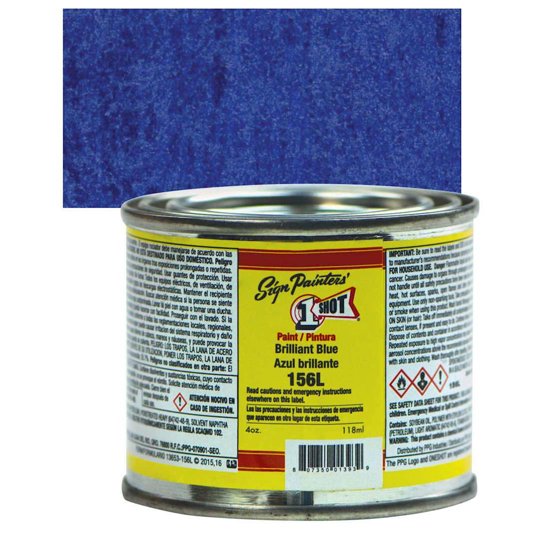 Open in modal - 1-Shot Lettering Enamel - Brilliant Blue, 4 oz can and swatch