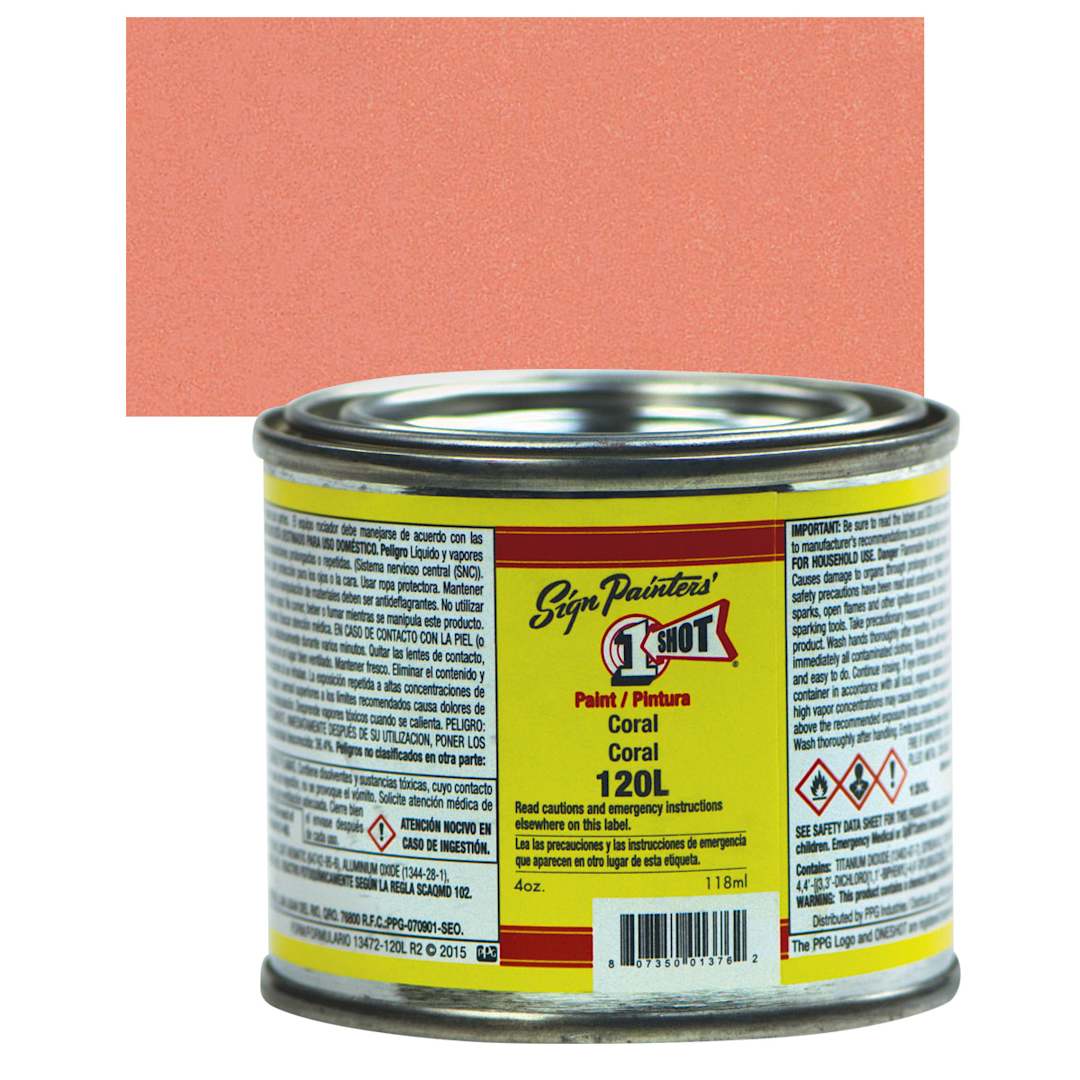 Open in modal - 1-Shot Lettering Enamel - Coral, 4 oz can and swatch