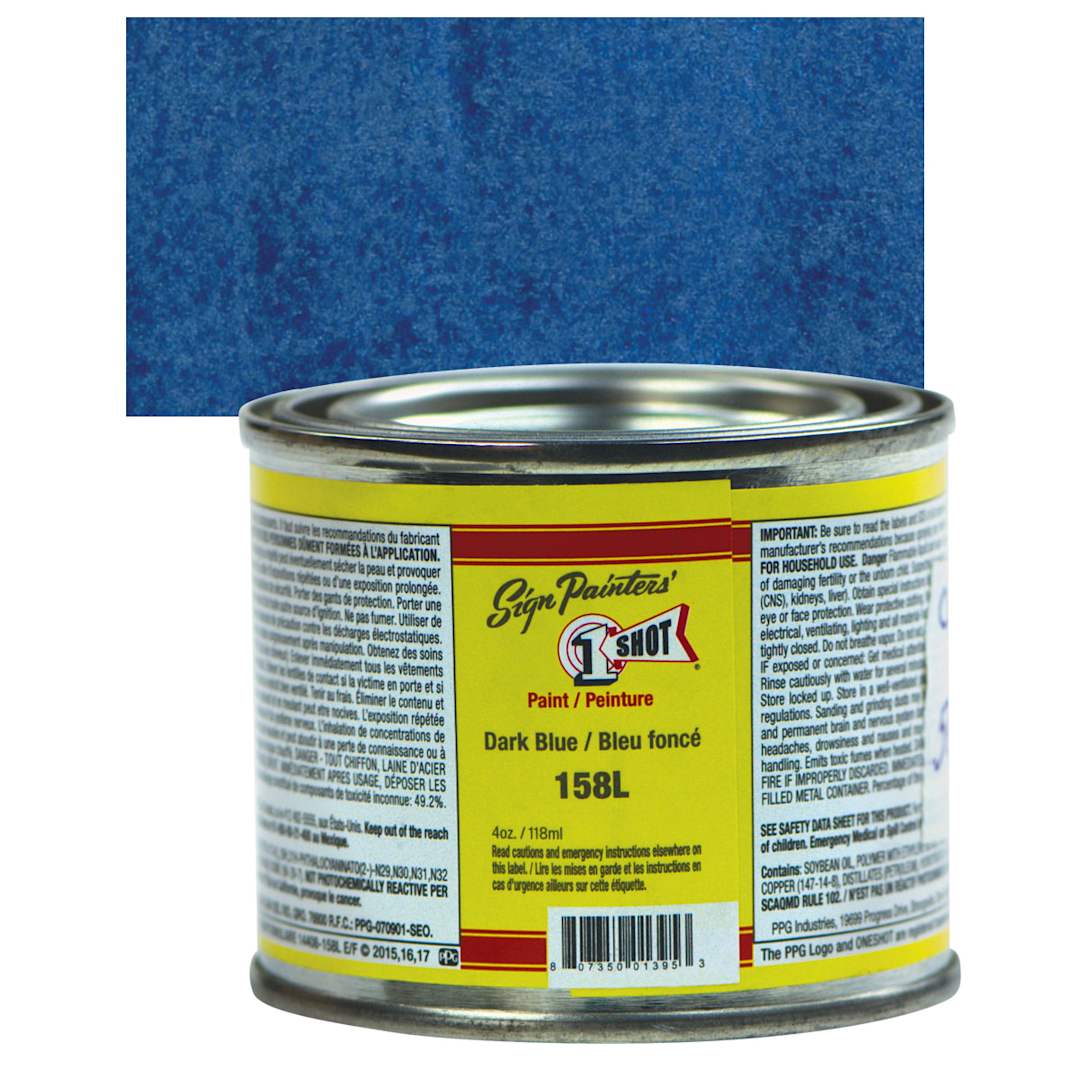 Open in modal - 1-Shot Lettering Enamel - Dark Blue, 4 oz can and swatch