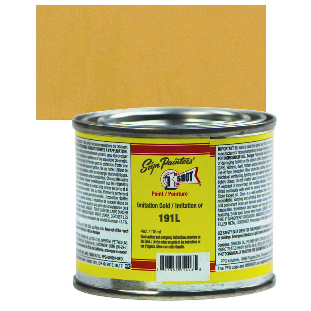 Open in modal - 1-Shot Lettering Enamel - Imitation Gold, 4 oz can and swatch