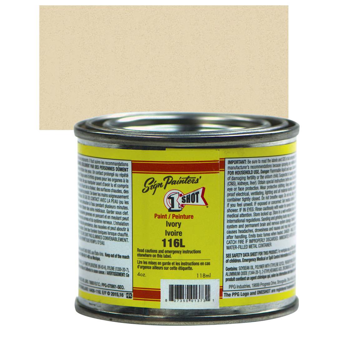 Open in modal - 1-Shot Lettering Enamel - Ivory, 4 oz can and swatch