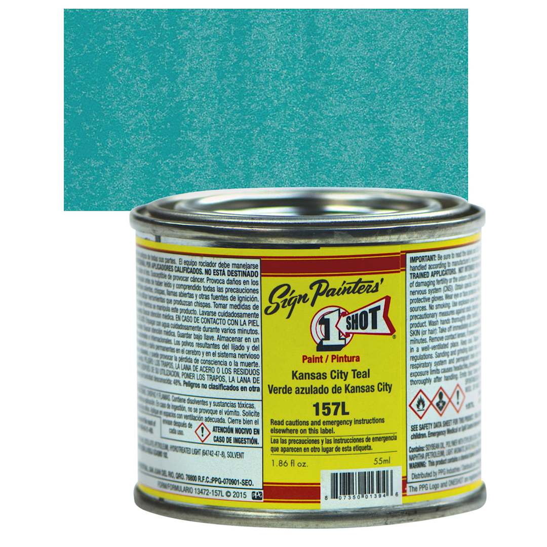 Open in modal - 1-Shot Lettering Enamel - Kansas City Teal, 4 oz can and swatch