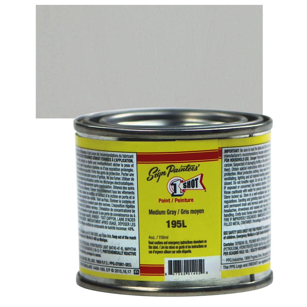 Open in modal - 1-Shot Lettering Enamel - Medium Gray, 4 oz can and swatch