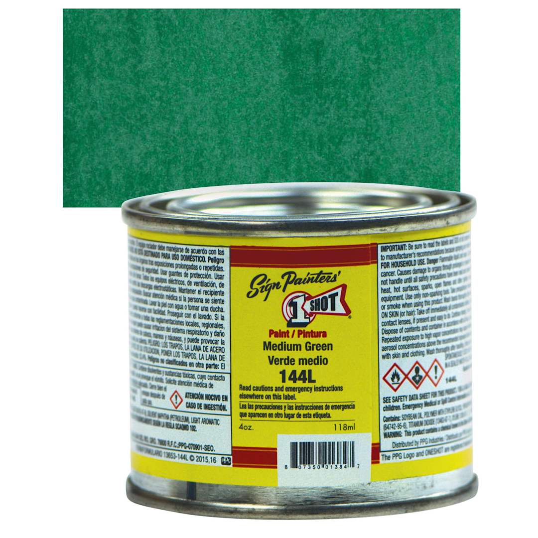Open in modal - 1-Shot Lettering Enamel - Medium Green, 4 oz can and swatch