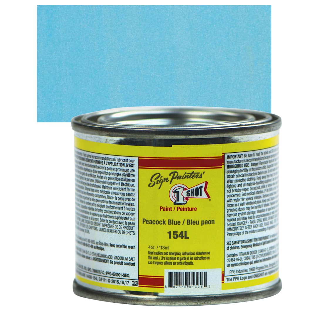 Open in modal - 1-Shot Lettering Enamel - Peacock Blue, 4 oz can and swatch