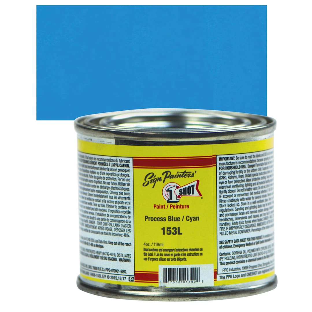 Open in modal - 1-Shot Lettering Enamel - Process Blue, 4 oz can and swatch