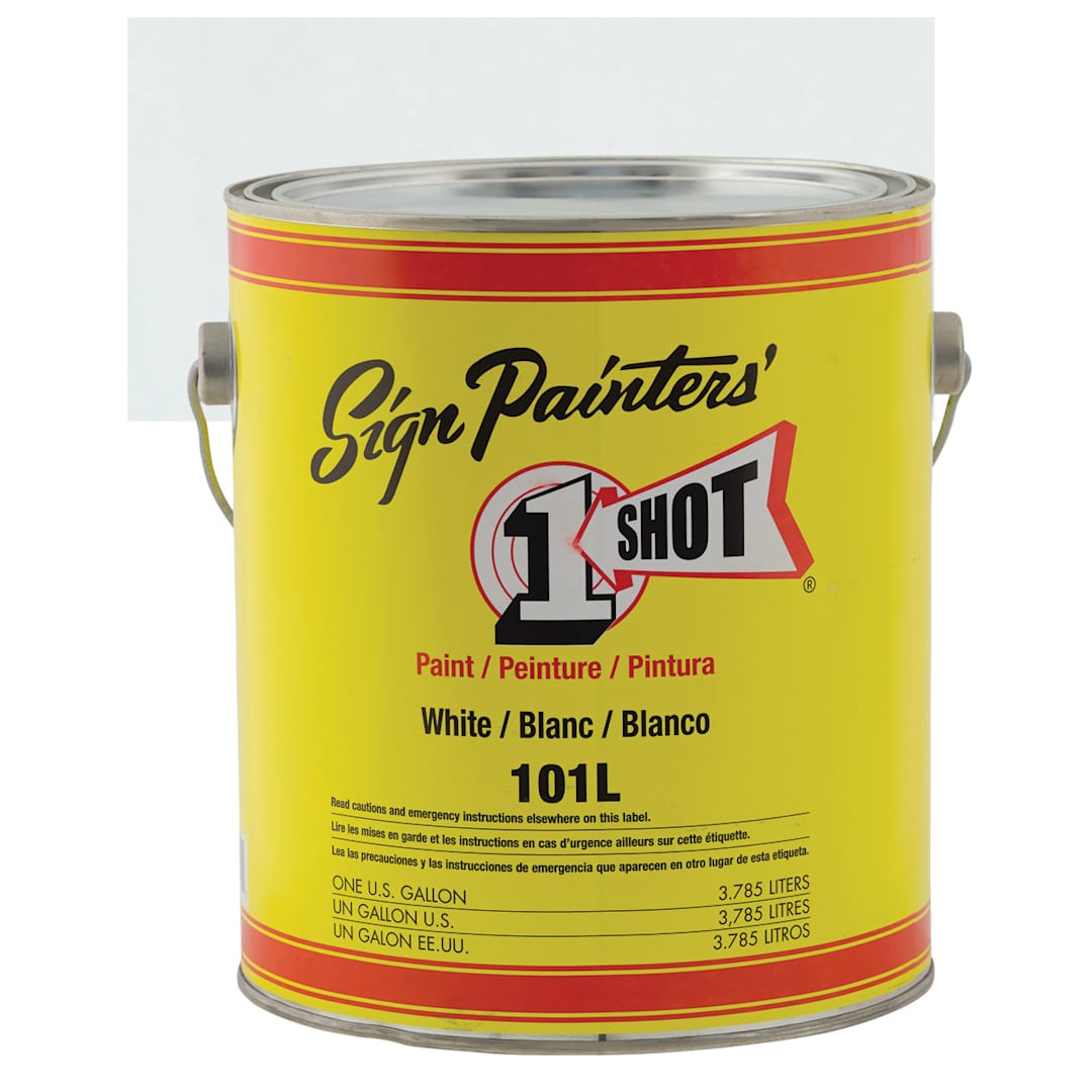 Open in modal - 1-Shot Lettering Enamel - White, Gallon can and swatch