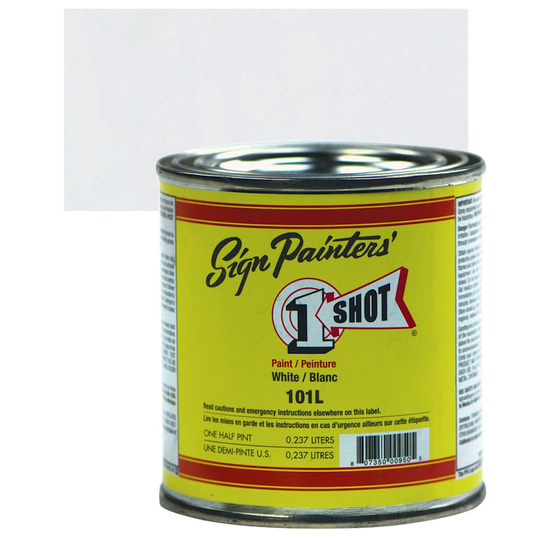 Open in modal - 1-Shot Lettering Enamel - White, 8 oz can and swatch