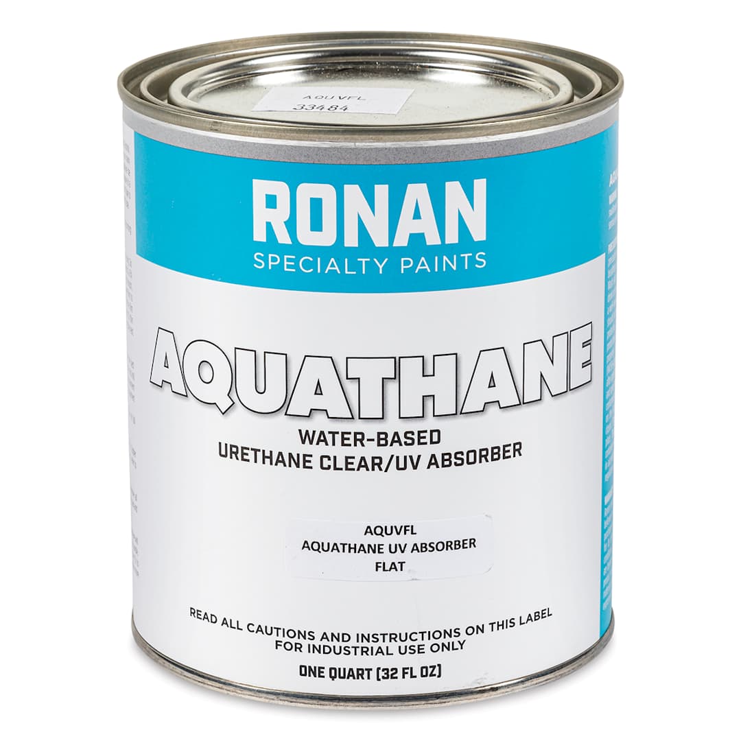 Open in modal - Ronan Aquathane UV Absorber - Front of 1 Quart can of Flat finish