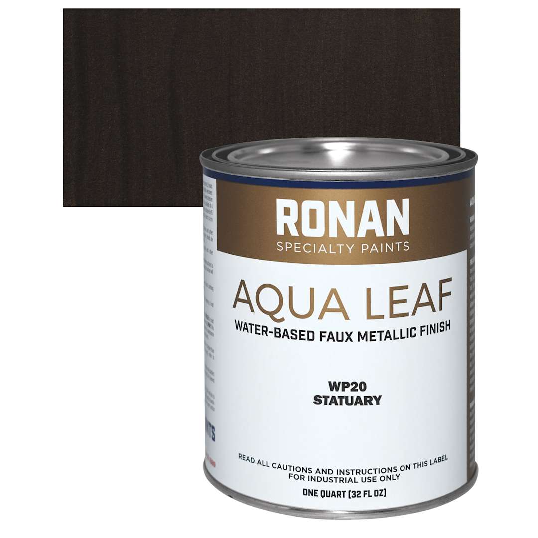 Open in modal - Ronan Aqua Leaf Water-Based Faux Metallic Color - Statuary, Quart and swatch