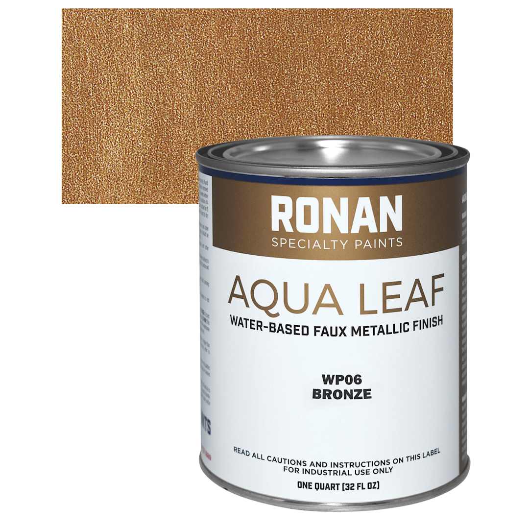 Open in modal - Ronan Aqua Leaf Water-Based Faux Metallic Color - Bronze, Quart and swatch