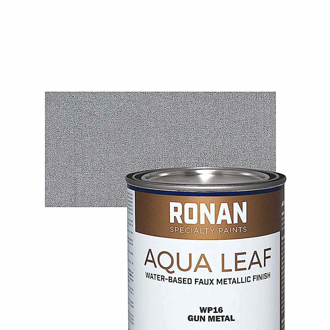 Open in modal - Ronan Aqua Leaf Water-Based Faux Metallic Color - Gun Metal, Quart and swatch