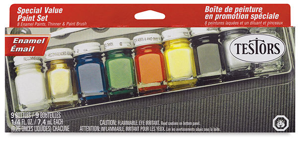 Open in modal - Testors Enamel Paint Set - Set of 8 colors front of package