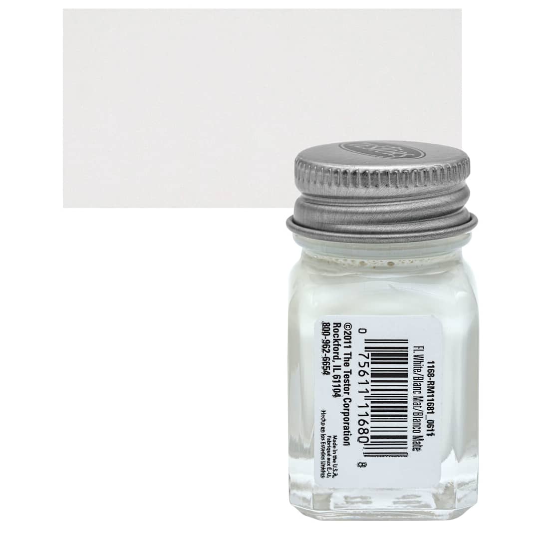 Open in modal - Testors Enamel Paint - Flat White, 1/4 oz bottle and swatch