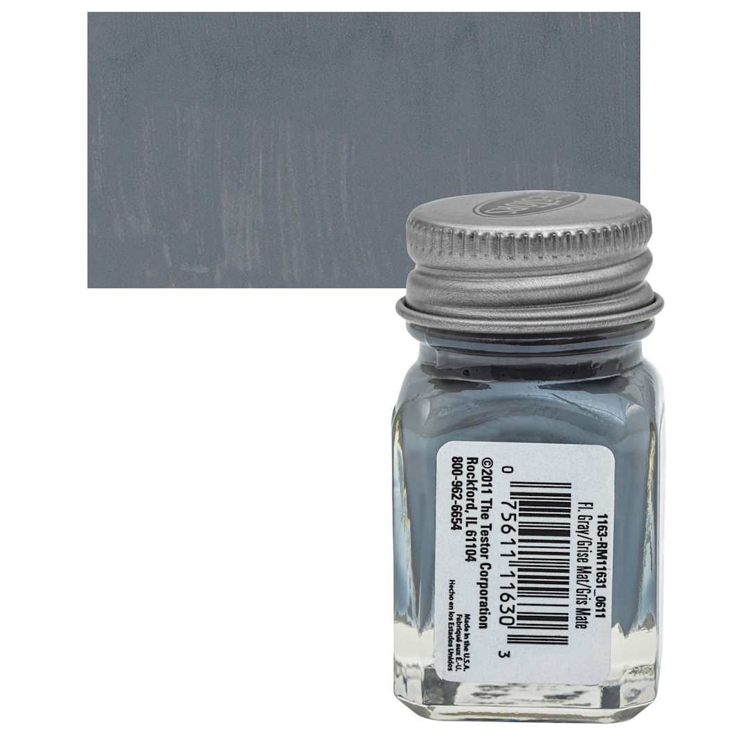 Open in modal - Testors Enamel Paint - Flat Gray, 1/4 oz bottle and swatch