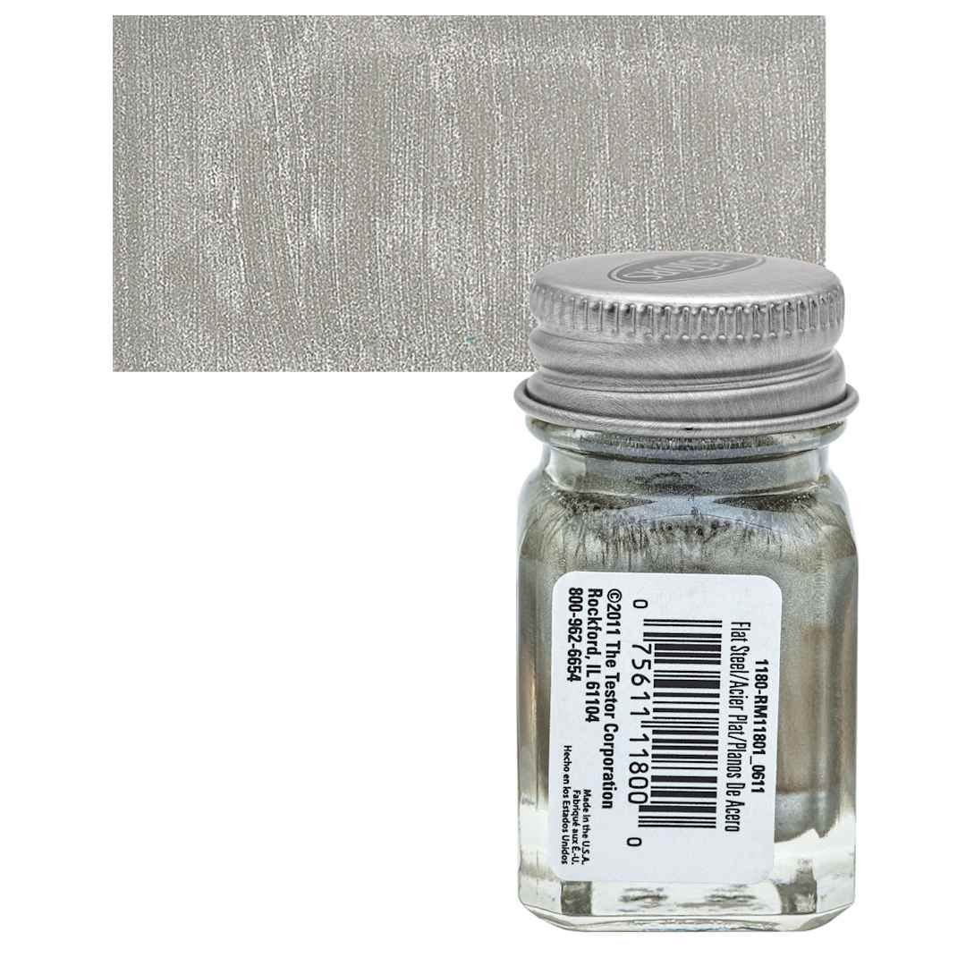 Open in modal - Testors Enamel Paint - Steel, 1/4 oz bottle and swatch