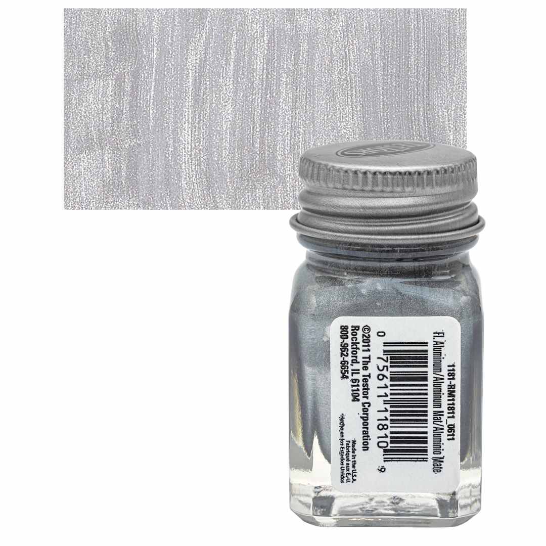 Open in modal - Testors Enamel Paint - Aluminum, 1/4 oz bottle and swatch