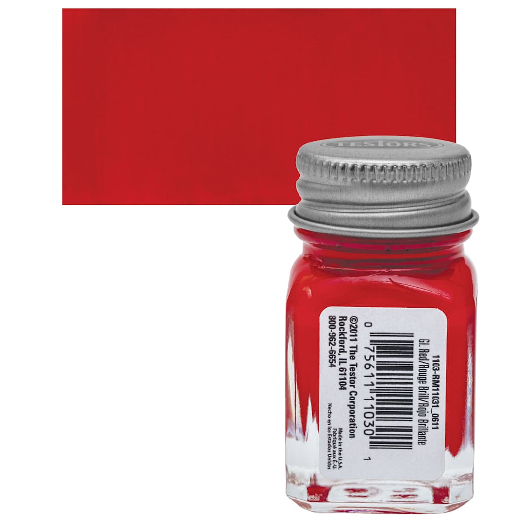 Open in modal - Testors Enamel Paint - Red, 1/4 oz bottle and swatch